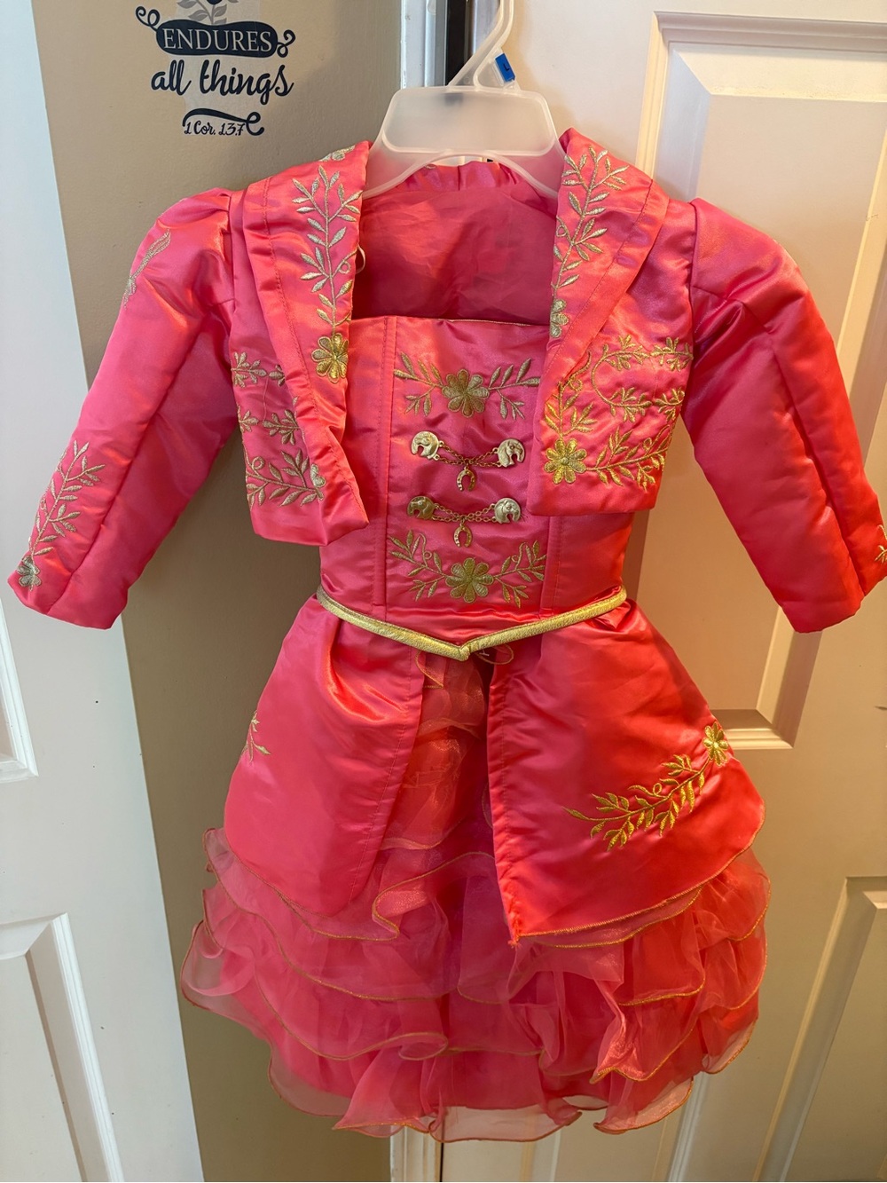 Girls Pink Embroidered Charro dress